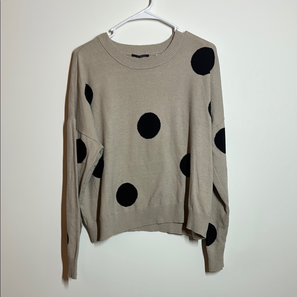 T Tahari Tan and Black Polka Dot Sweater